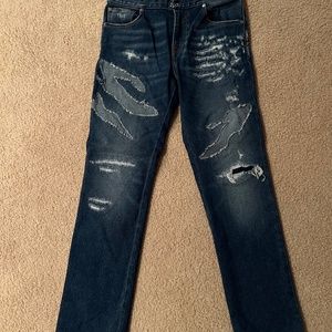 JUST CAVALLI JEANS, DISTRESSED AND STRAIGHT